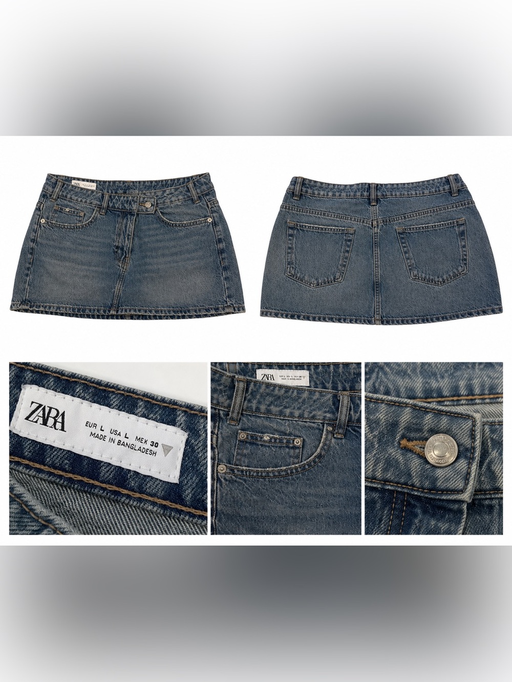 Zara Denim Mini Skirt in Washed Blue